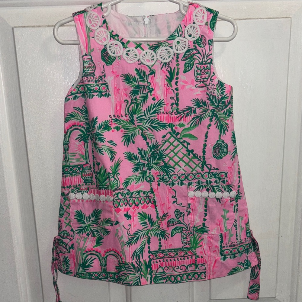 Lilly Pulitzer Pink Tropical Palm Print Sleeveless Dress Top